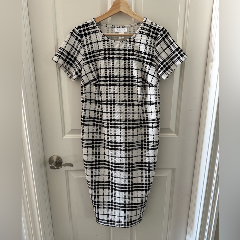 Motherhood Maternity Black and White Plaid Dress